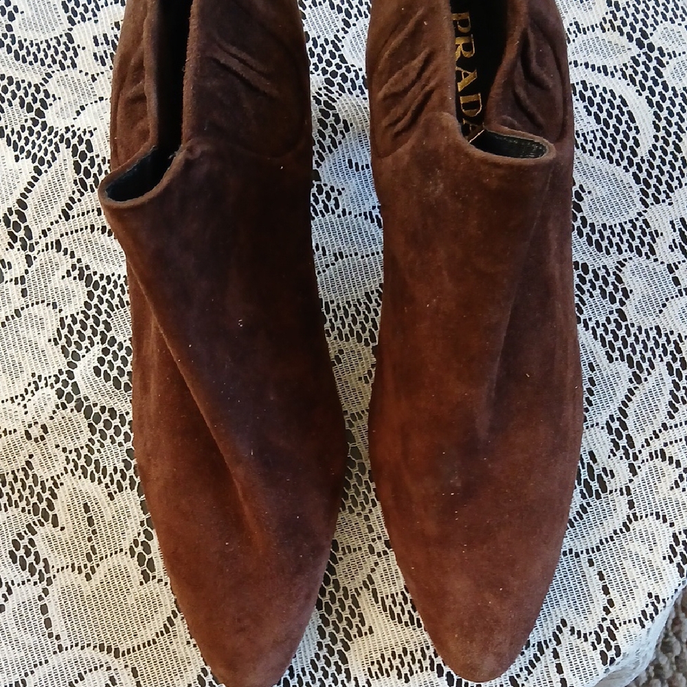 Prada Rich Brown Suede Booties